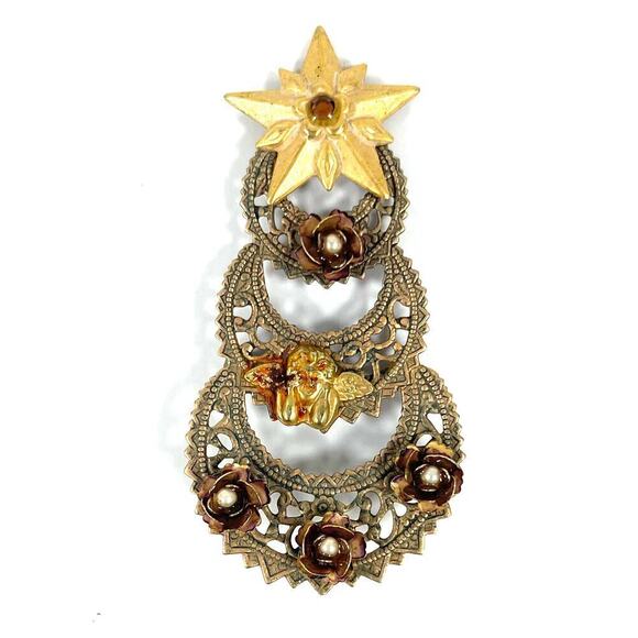 no brand Jewelry - Vintage Gold tone Ring Brooch. WA281